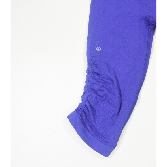 Lululemon Periwinkle Blue Stretch Knit "In the Flow" Cropped Leggings - Picture 4 of 6